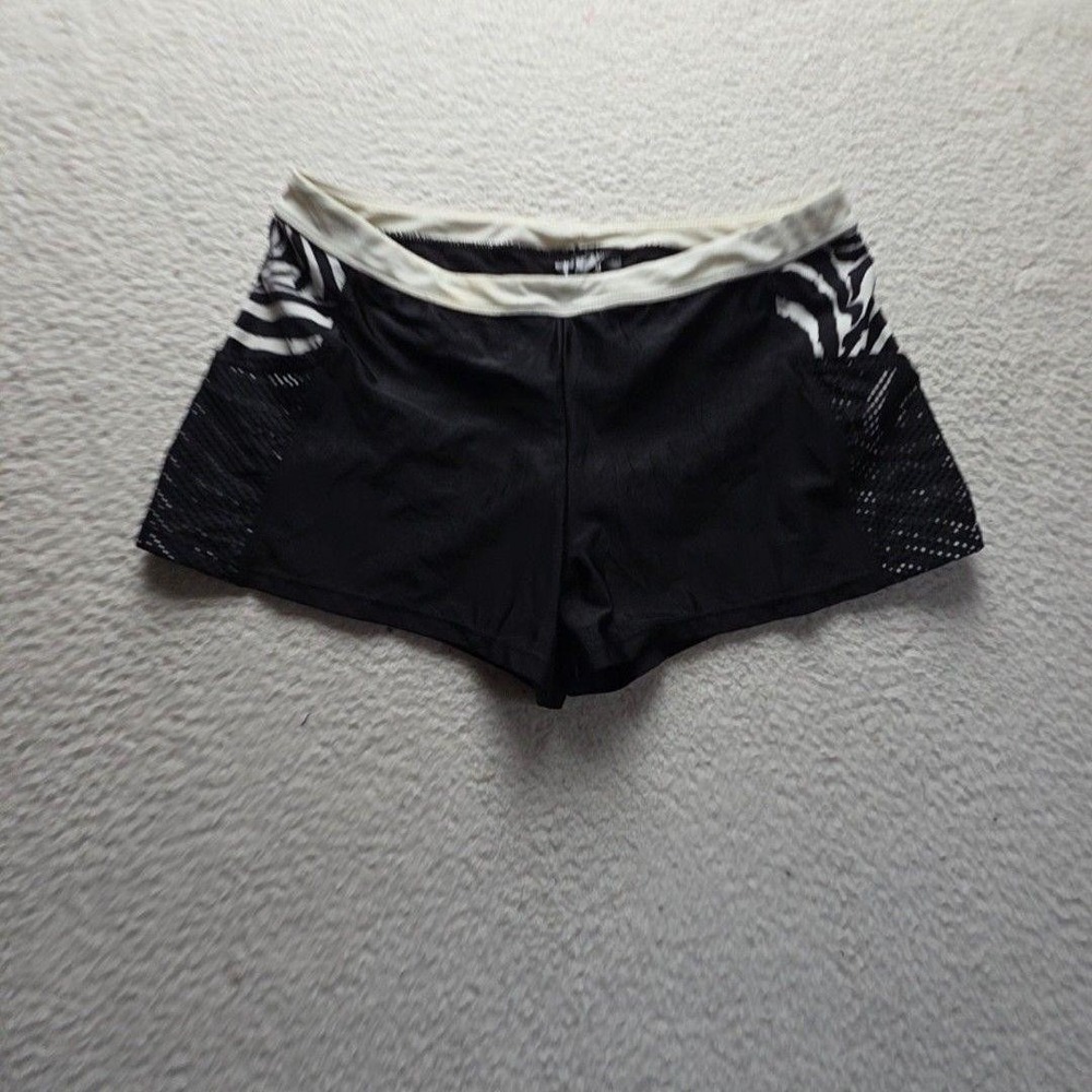 ZeroXposur Swim Shorts Womens Medium Black Animal Elastic Waist Lined Stretch